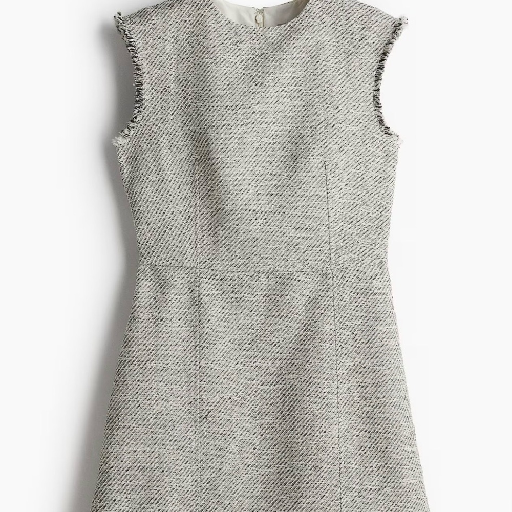 H&M Sleeveless Tweed Mini Dress - Light Gray